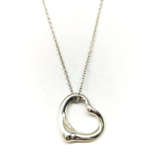 Tiffany and Co. Pendant Necklace Elsa Peretti Open Heart Silver 925 - Picture 1 of 12
